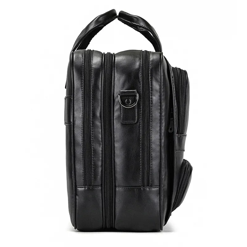 Leather Travel Briefcase 17inch Laptop Business Man Bag