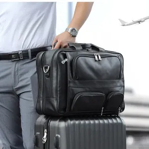 Leather Travel Briefcase 17inch Laptop Business Man Bag