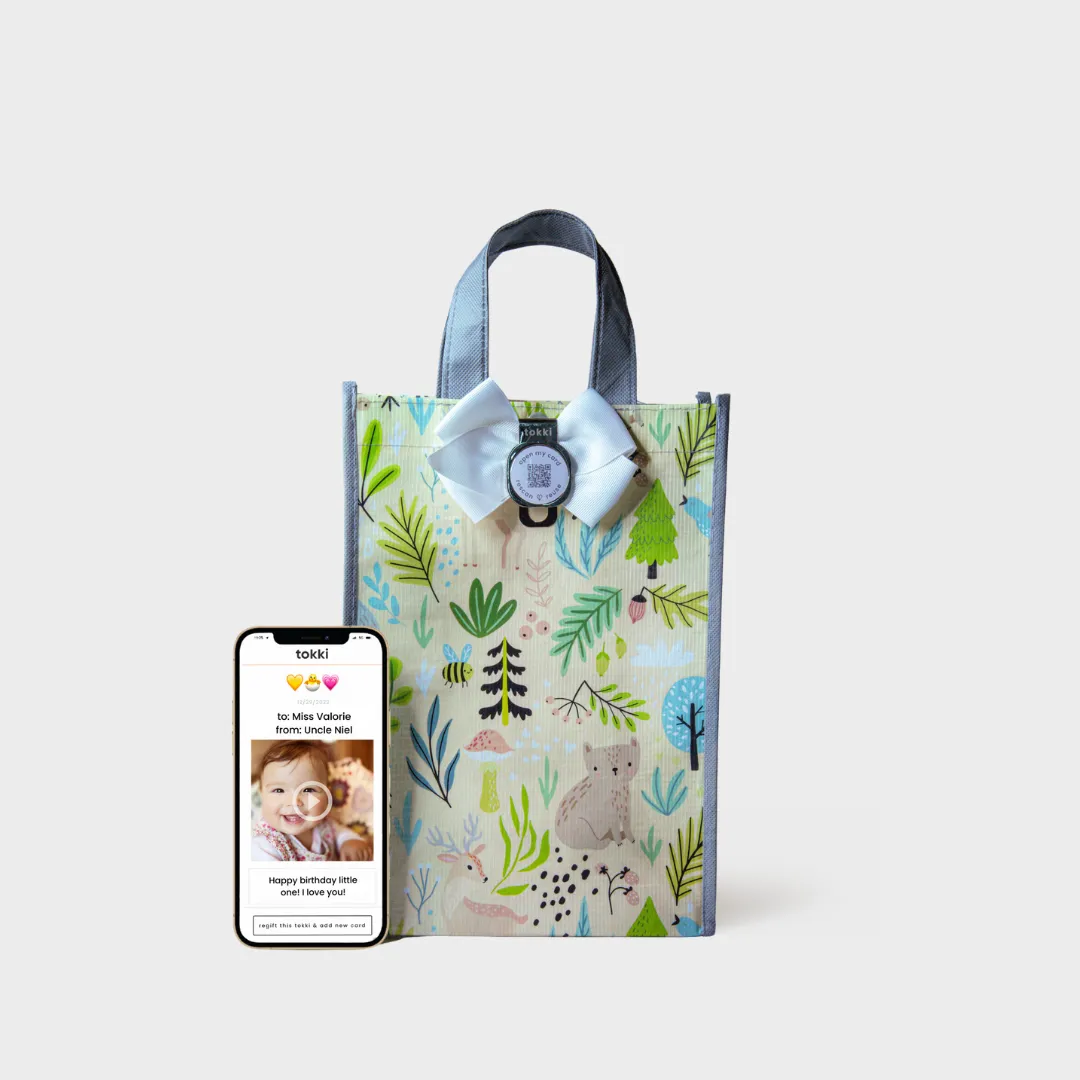 Little Ones Bundle | Reusable Gift Bag   QR Greeting Card Set | 8 Pieces