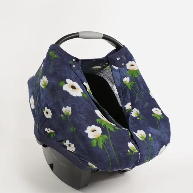 Little Unicorn Cotton Muslin Car Seat Canopy 2 - White Anemone