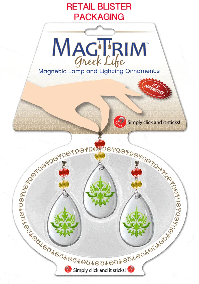 Logo Crystal - Crest- Pi Beta Phi (Set of 3)  MAGNETIC ORNAMENT