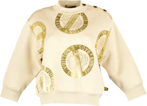 Louis Vuitton Beige / metallic "Trunks & Bags" Embossed Logo Sweatshirt UK XS