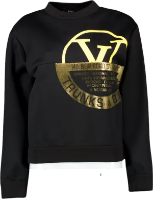 Louis Vuitton Black "trunks & Bags" Logo Embossed Sweatshirt UK XS