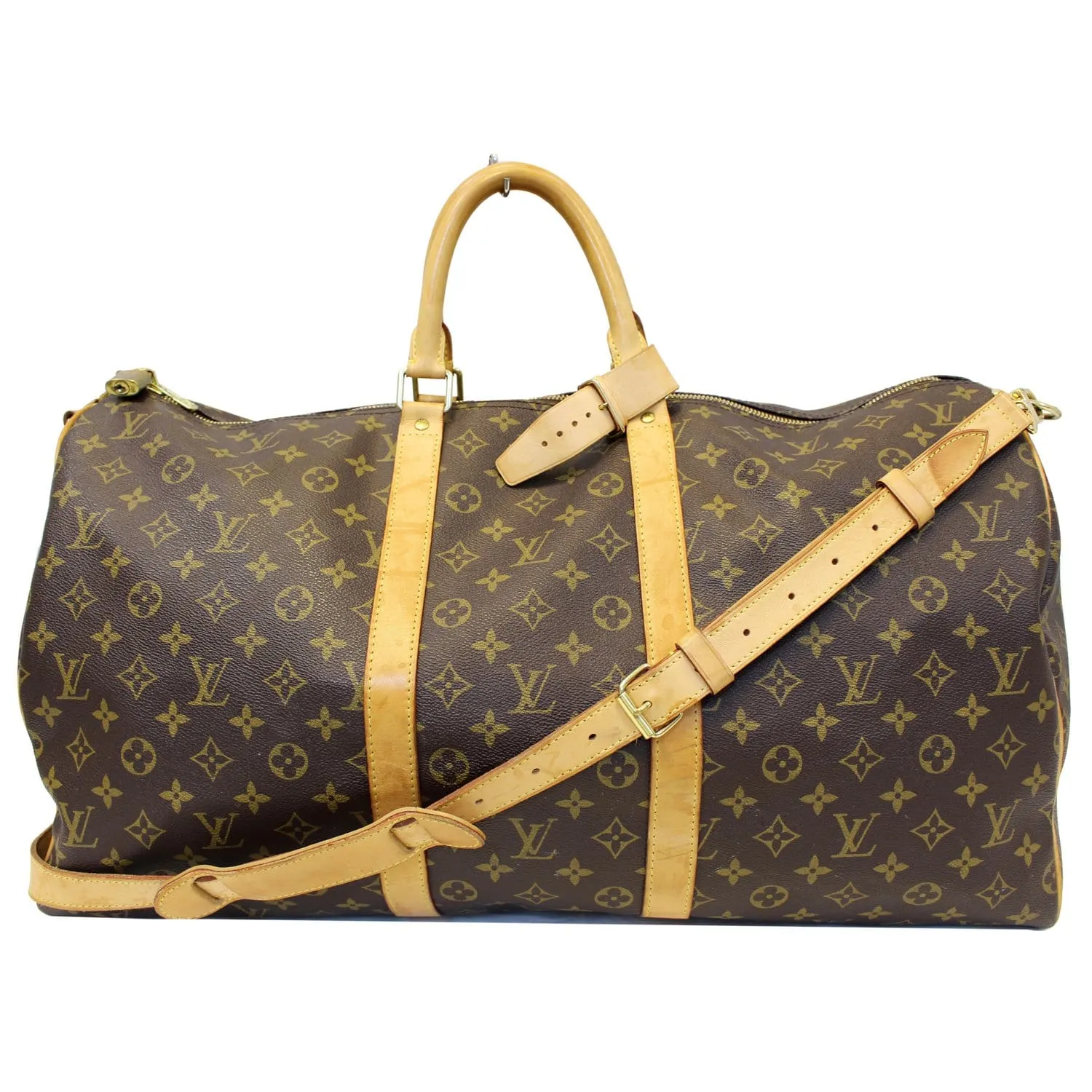 LOUIS VUITTON Keepall 55 Bandouliere  Monogram Canvas Travel Bag Brown