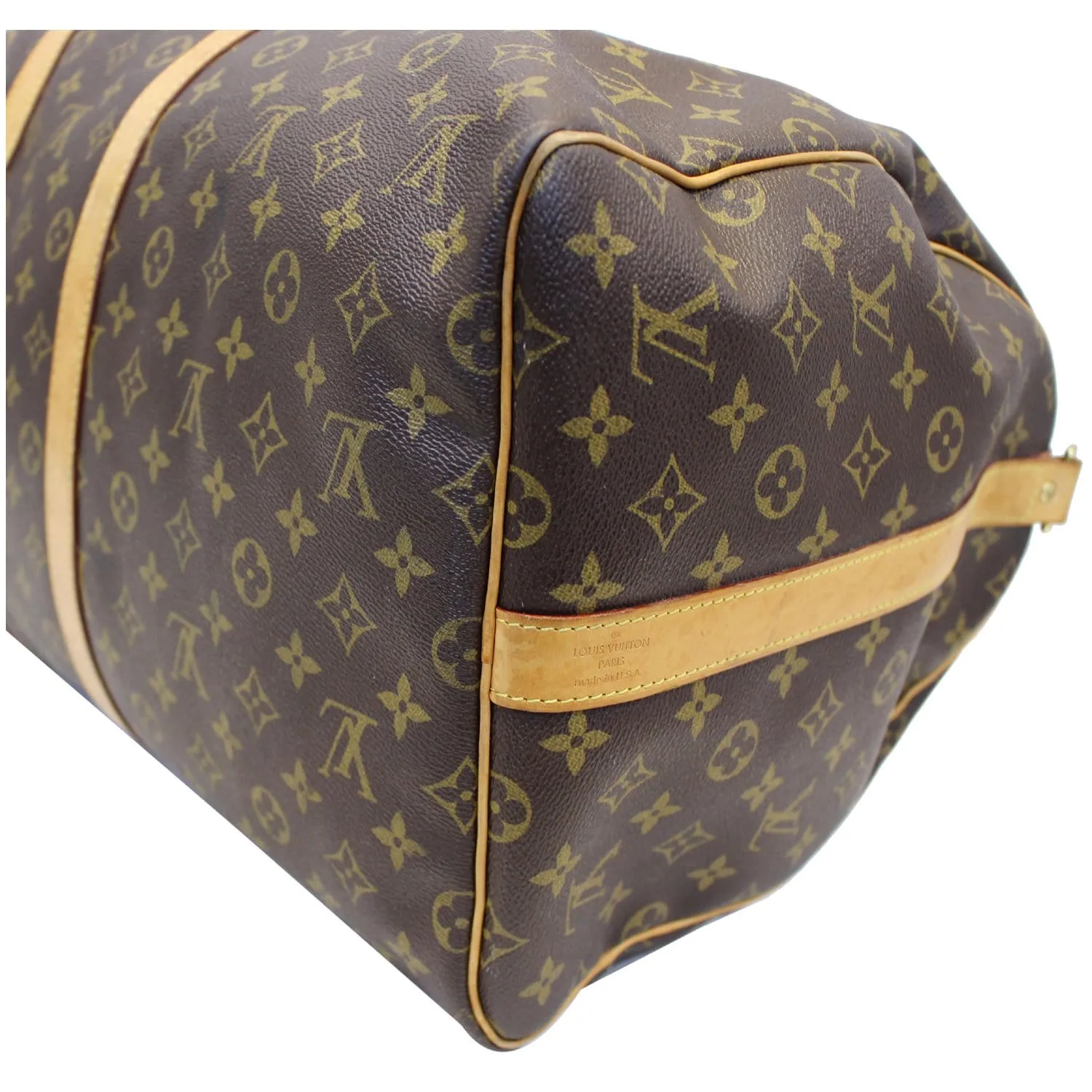 LOUIS VUITTON Keepall 55 Bandouliere  Monogram Canvas Travel Bag Brown