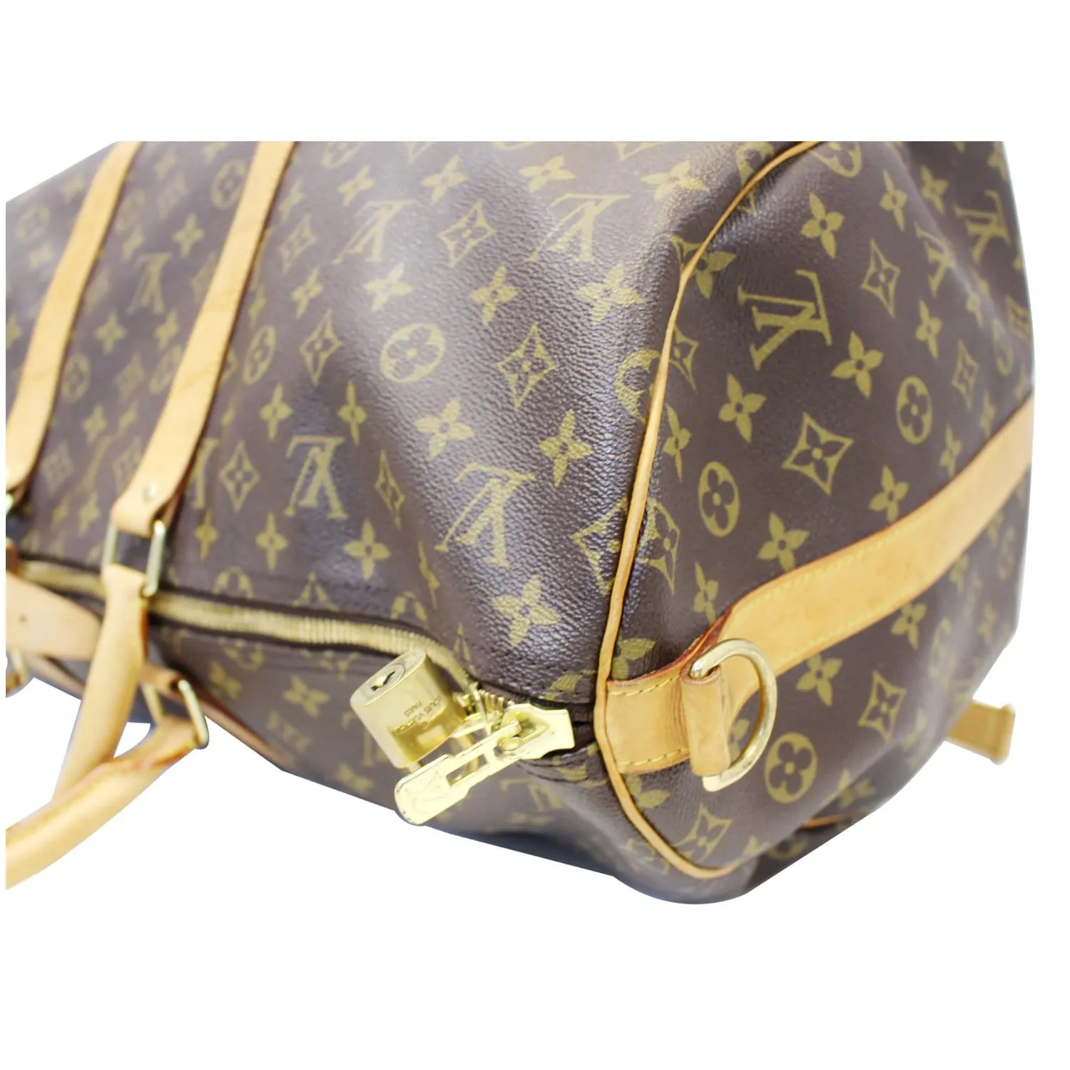 LOUIS VUITTON Keepall 55 Bandouliere  Monogram Canvas Travel Bag Brown