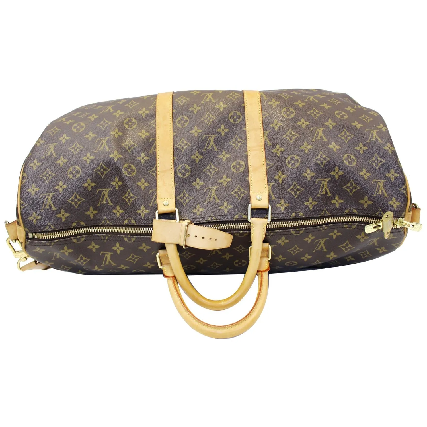 LOUIS VUITTON Keepall 55 Bandouliere  Monogram Canvas Travel Bag Brown