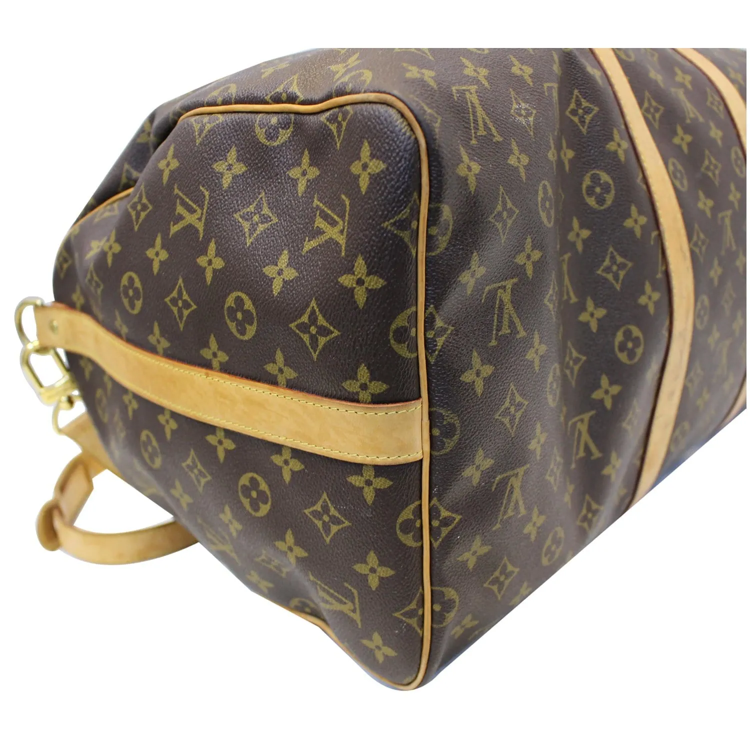 LOUIS VUITTON Keepall 55 Bandouliere  Monogram Canvas Travel Bag Brown