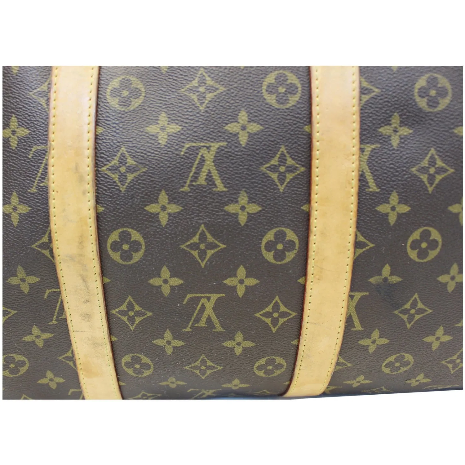 LOUIS VUITTON Keepall 55 Bandouliere  Monogram Canvas Travel Bag Brown