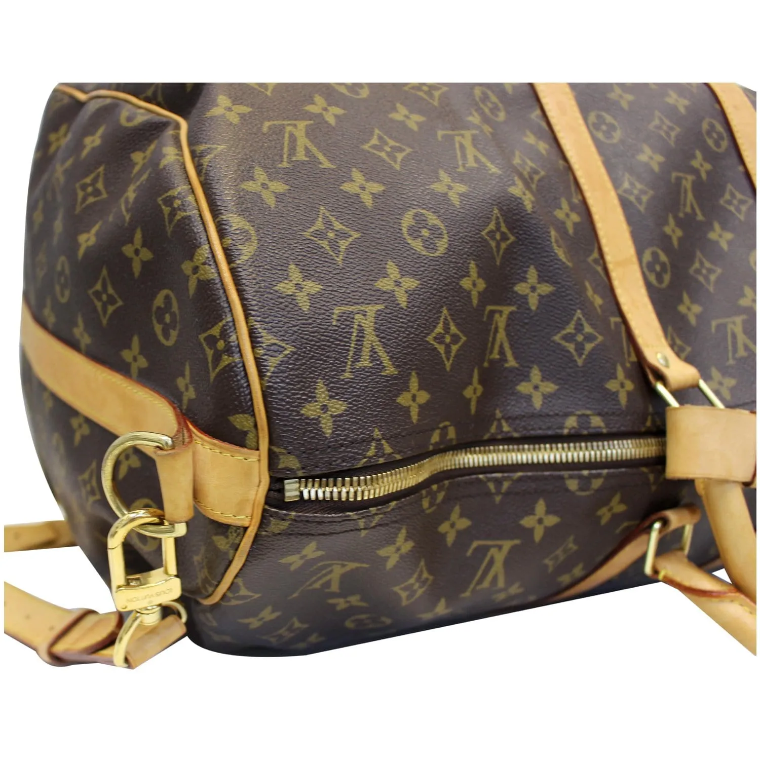LOUIS VUITTON Keepall 55 Bandouliere  Monogram Canvas Travel Bag Brown