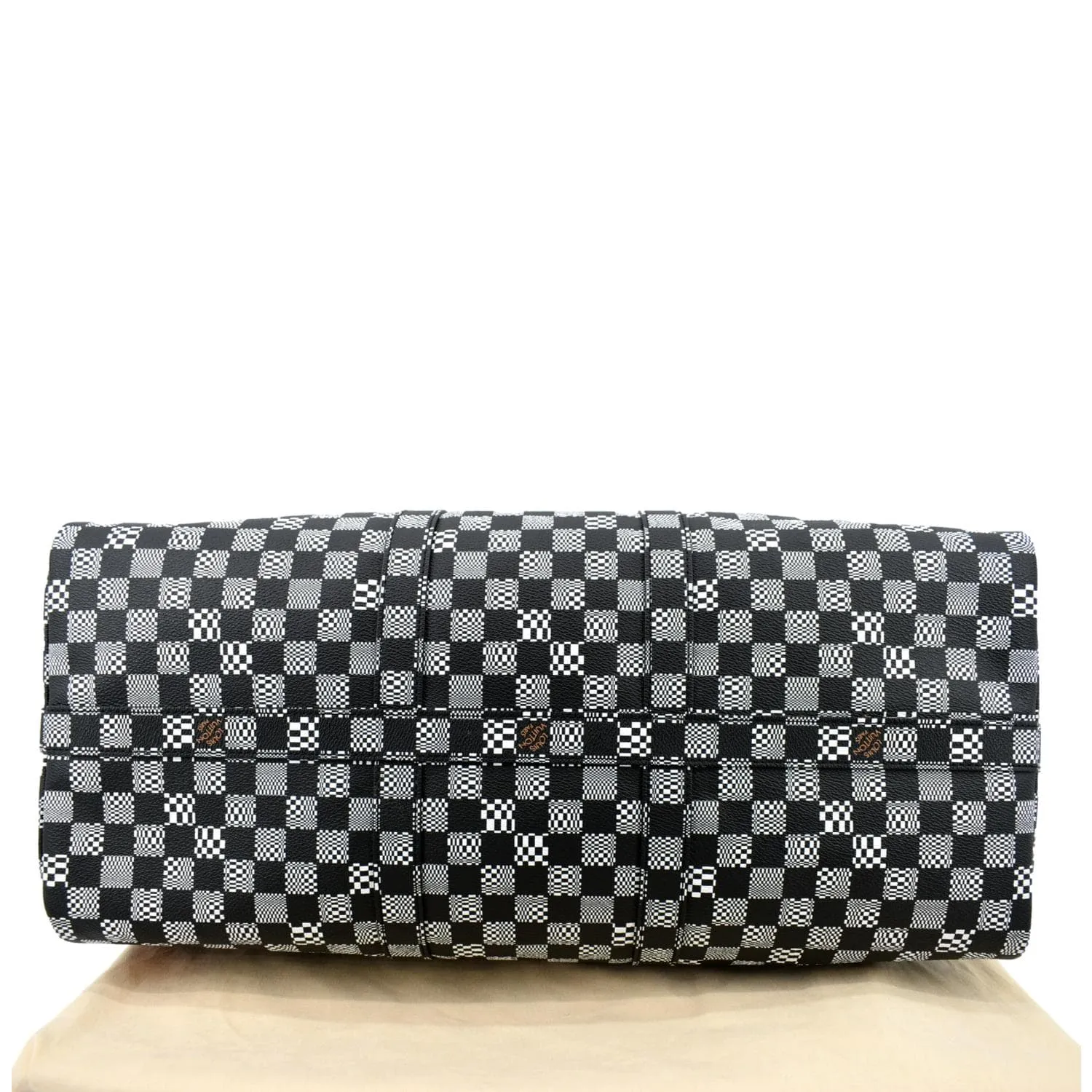LOUIS VUITTON Keepall Bandouliere 50 Damier Distorted Travel Bag White Black