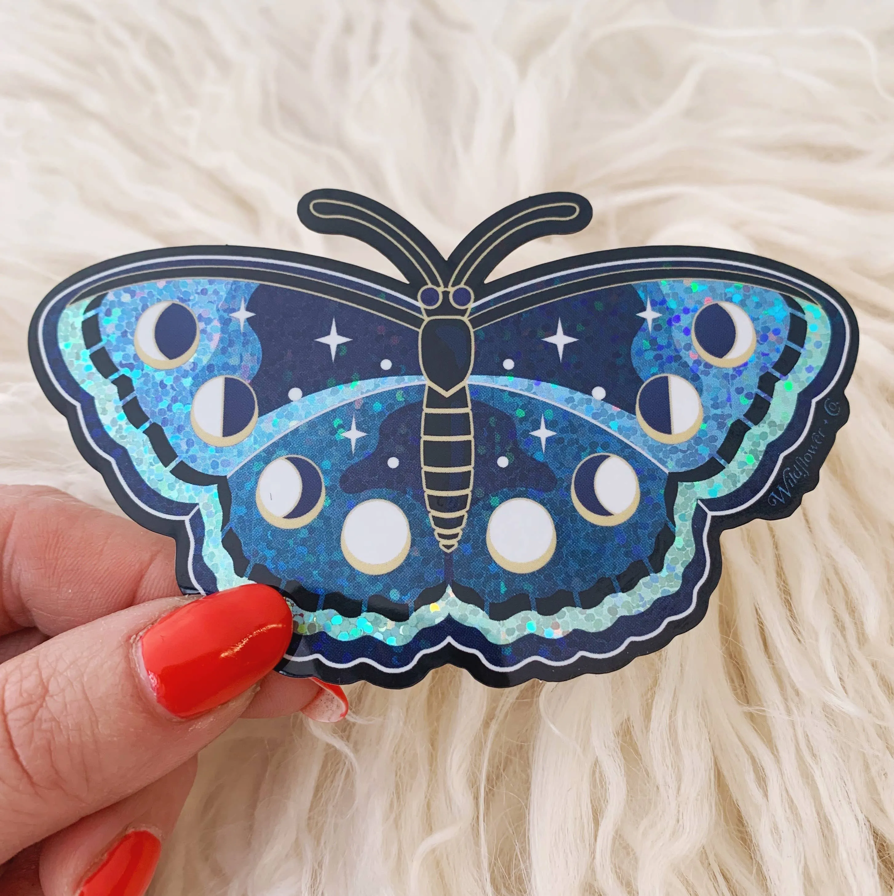 Lunar Butterfly Sticker - Glitter Holographic!