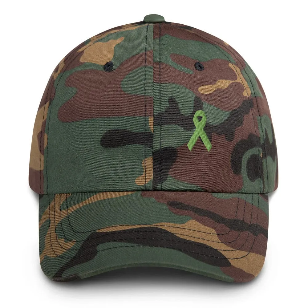 Lymphoma Awareness Adjustable Hat with Green Ribbon