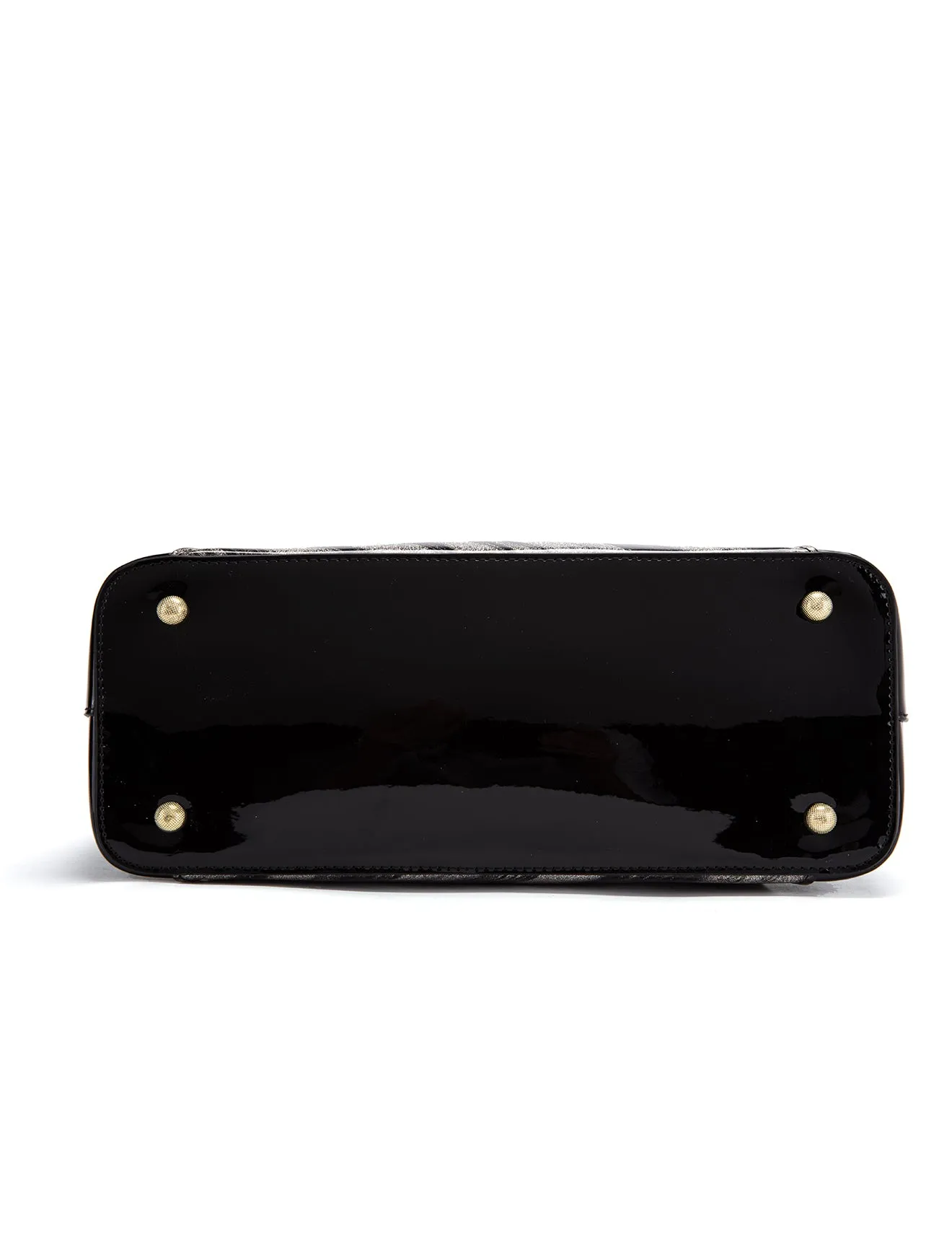 LYRA VEGAN PATENT BAG- XB-2413-SIL/BLK-SALE