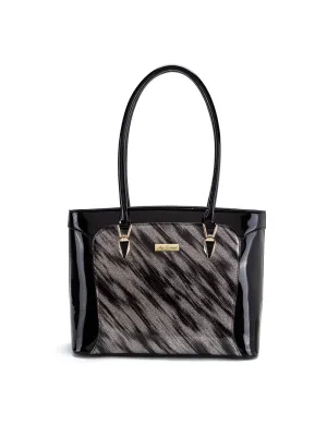 LYRA VEGAN PATENT BAG- XB-2413-SIL/BLK-SALE