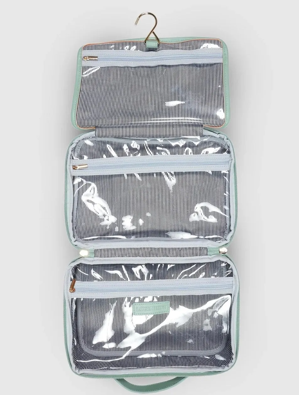 Maggie Rosie Chevron Cosmetic Bag Set Seafoam