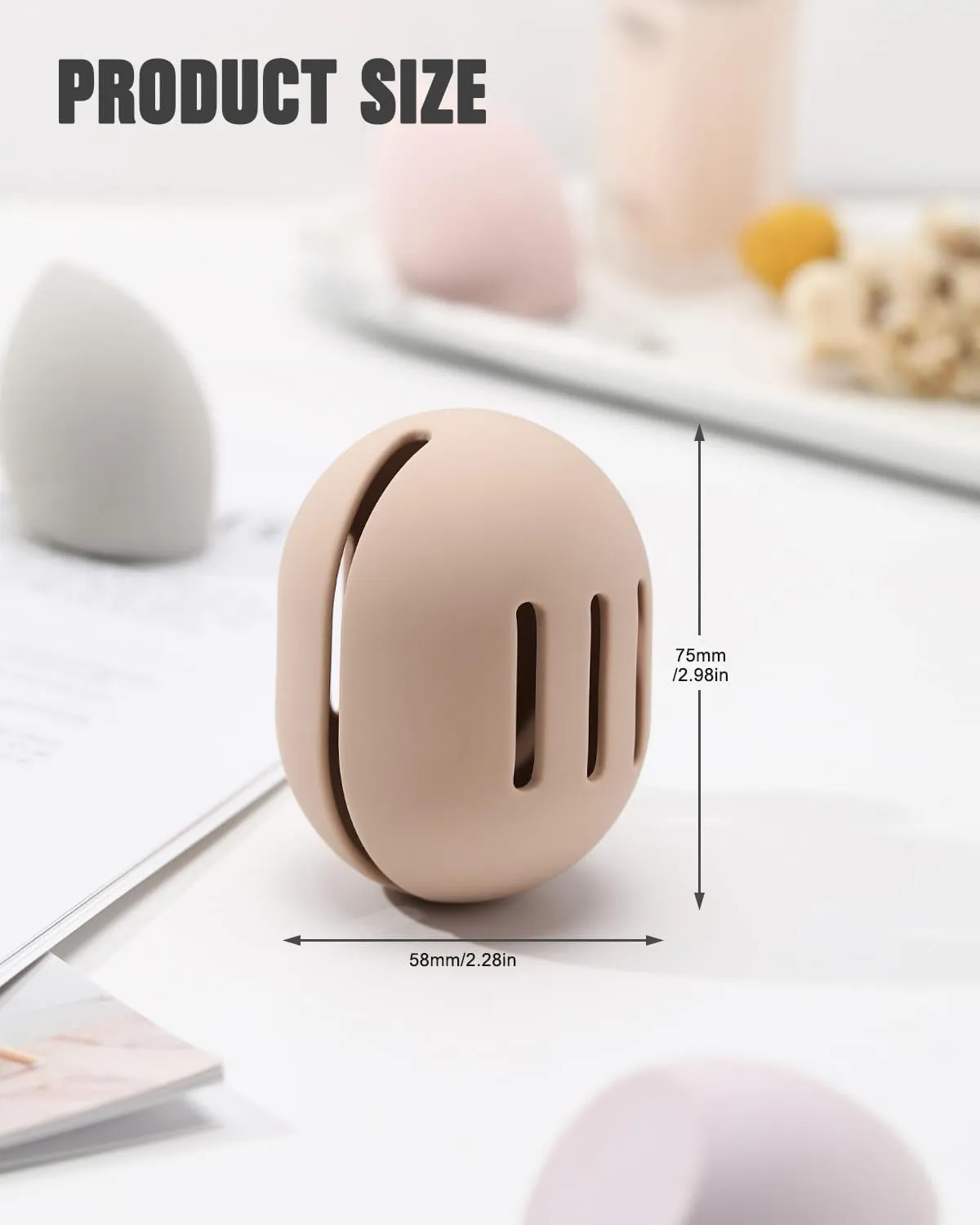 Makeup Sponge Holder – Shatterproof Eco-Friendly Silicone Beauty Make up Blender Case for Travel - Khaki