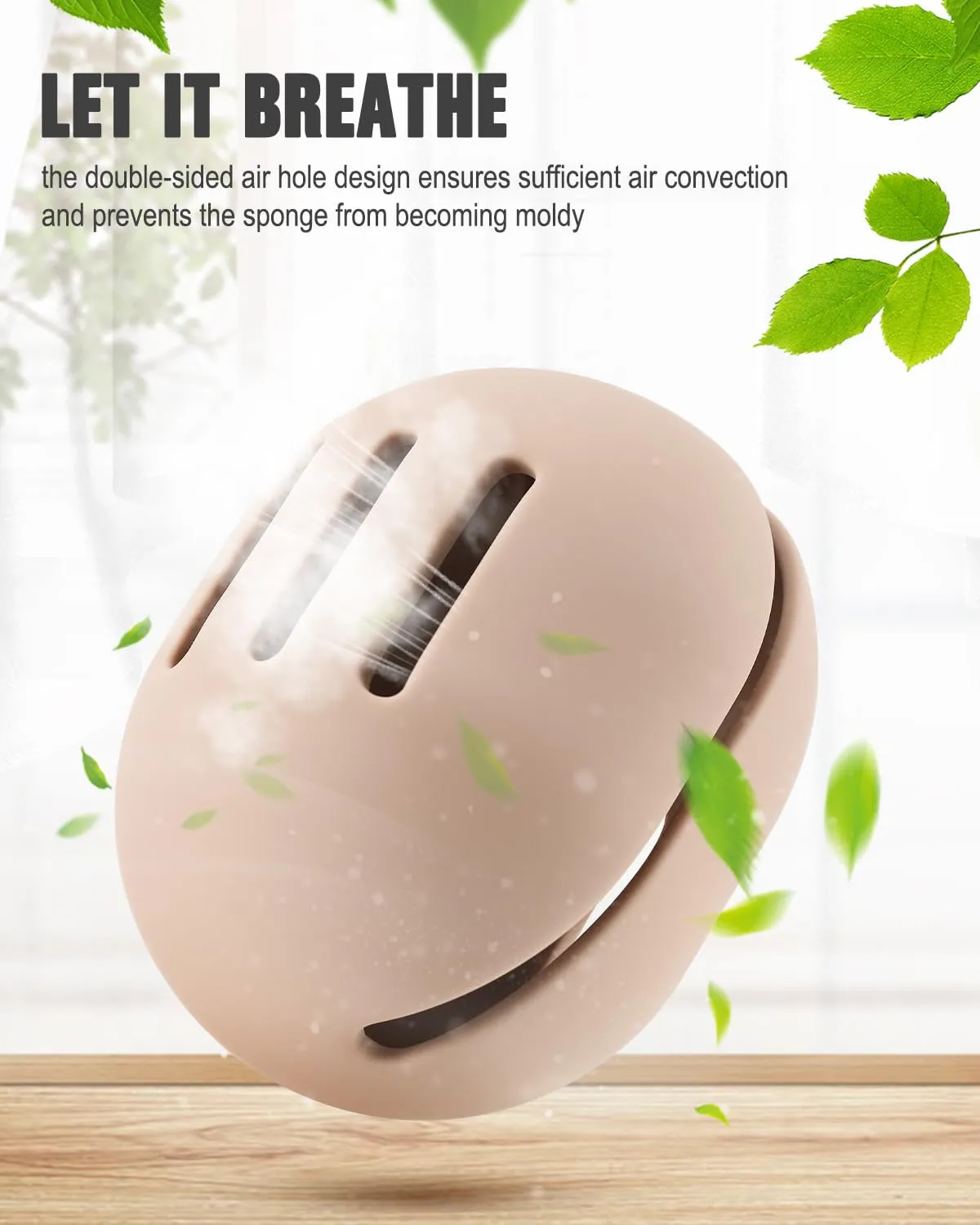 Makeup Sponge Holder – Shatterproof Eco-Friendly Silicone Beauty Make up Blender Case for Travel - Khaki
