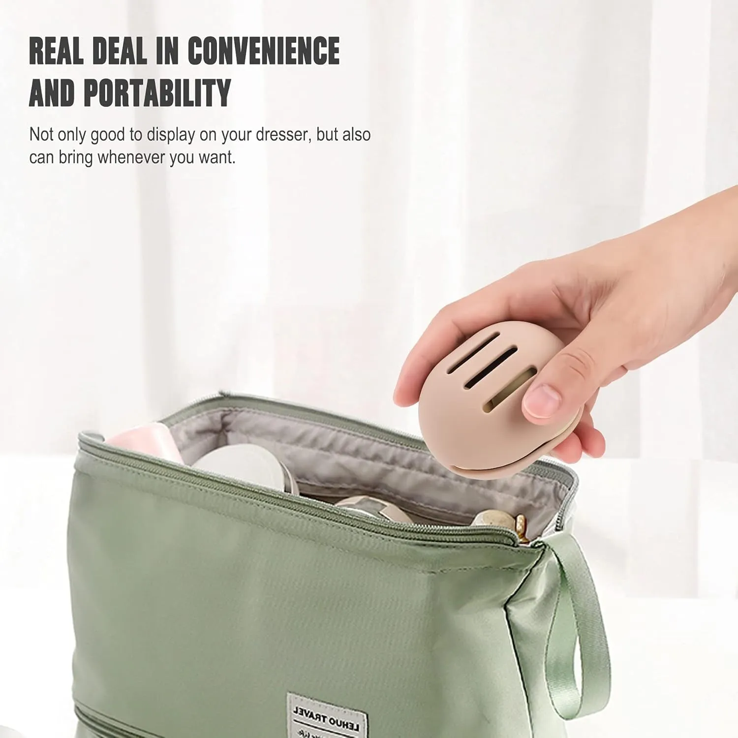 Makeup Sponge Holder – Shatterproof Eco-Friendly Silicone Beauty Make up Blender Case for Travel - Khaki