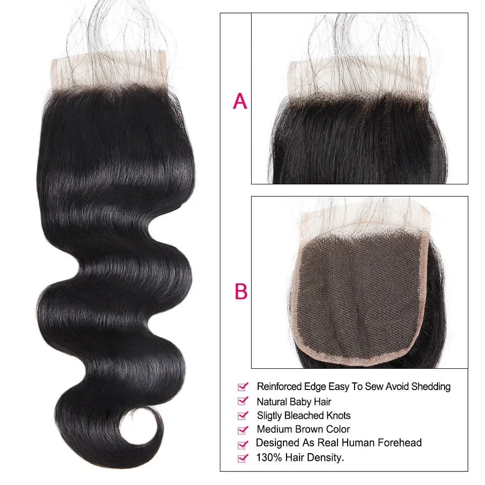 Malaysian Body Wave 4"x4" Lace Closure