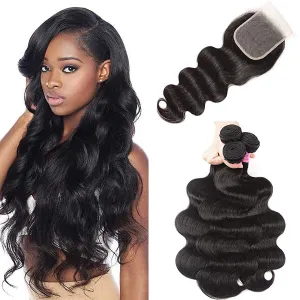 Malaysian Body Wave Bundles With 4×4 Closure 10A Grade 100% Human Remy Hair MYLOCKME