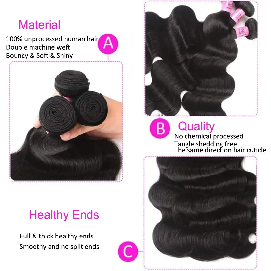 Malaysian Body Wave Bundles With 4×4 Closure 10A Grade 100% Human Remy Hair MYLOCKME