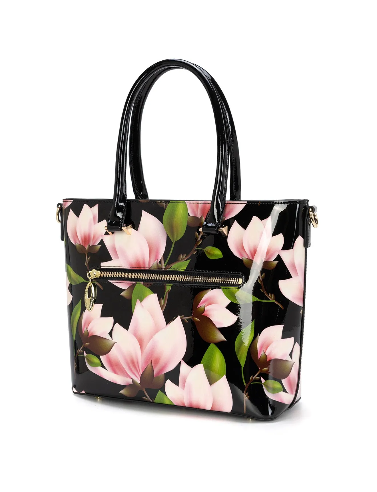 MAYUMI PATENT LEATHER FLORAL GRIP HANDLE BAG- SN76-8787-SALE