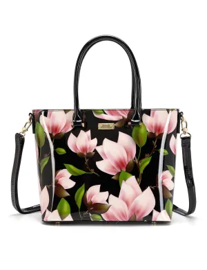 MAYUMI PATENT LEATHER FLORAL GRIP HANDLE BAG- SN76-8787-SALE