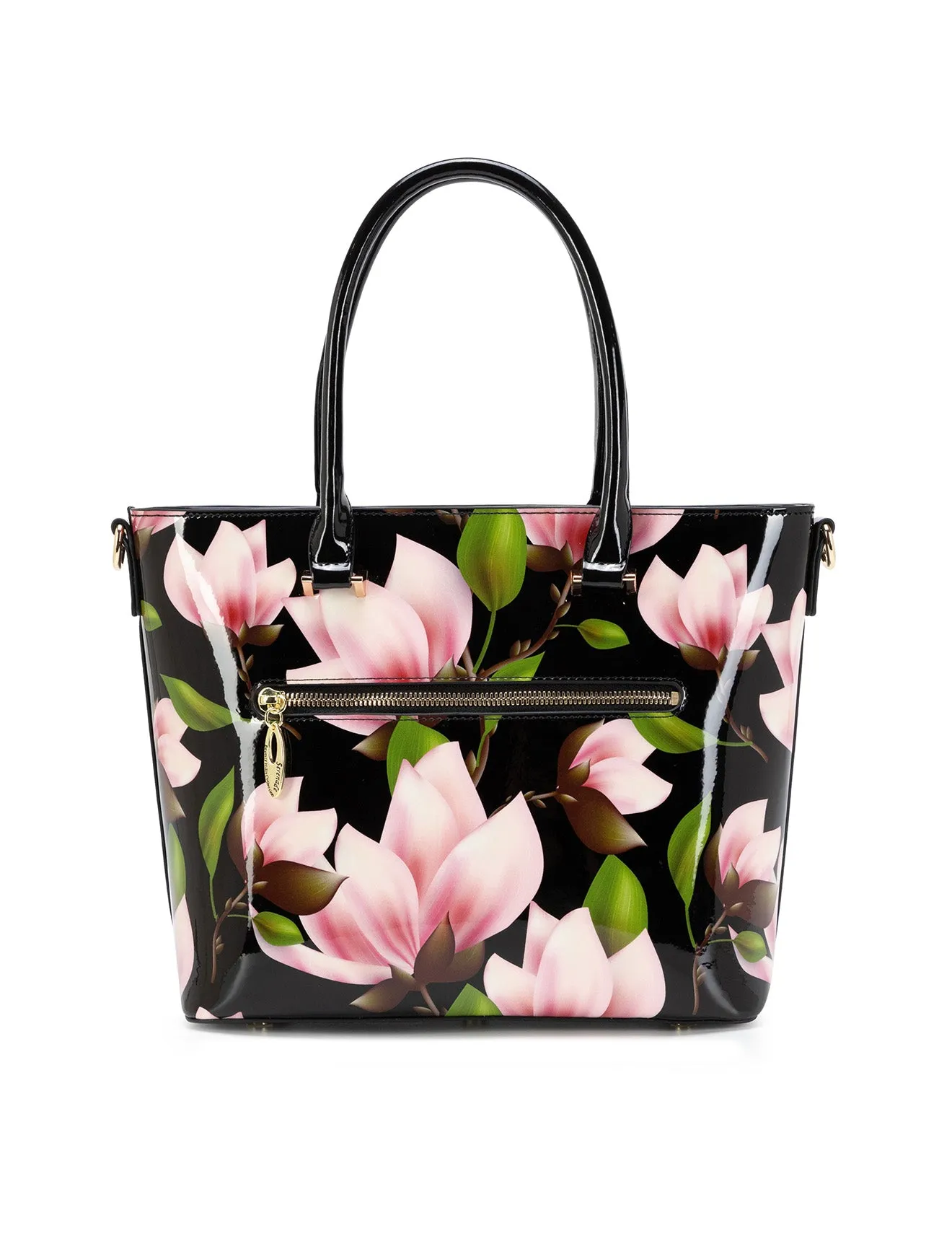 MAYUMI PATENT LEATHER FLORAL GRIP HANDLE BAG- SN76-8787-SALE