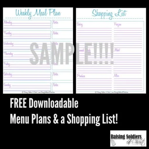 Meal Planning   Shopping List Printable