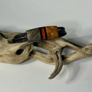 MEDIUM SYMMETRY MIXED MEDIA AND WOOD BRACELET WITH MAGNETIC CLOSURE - NL245
