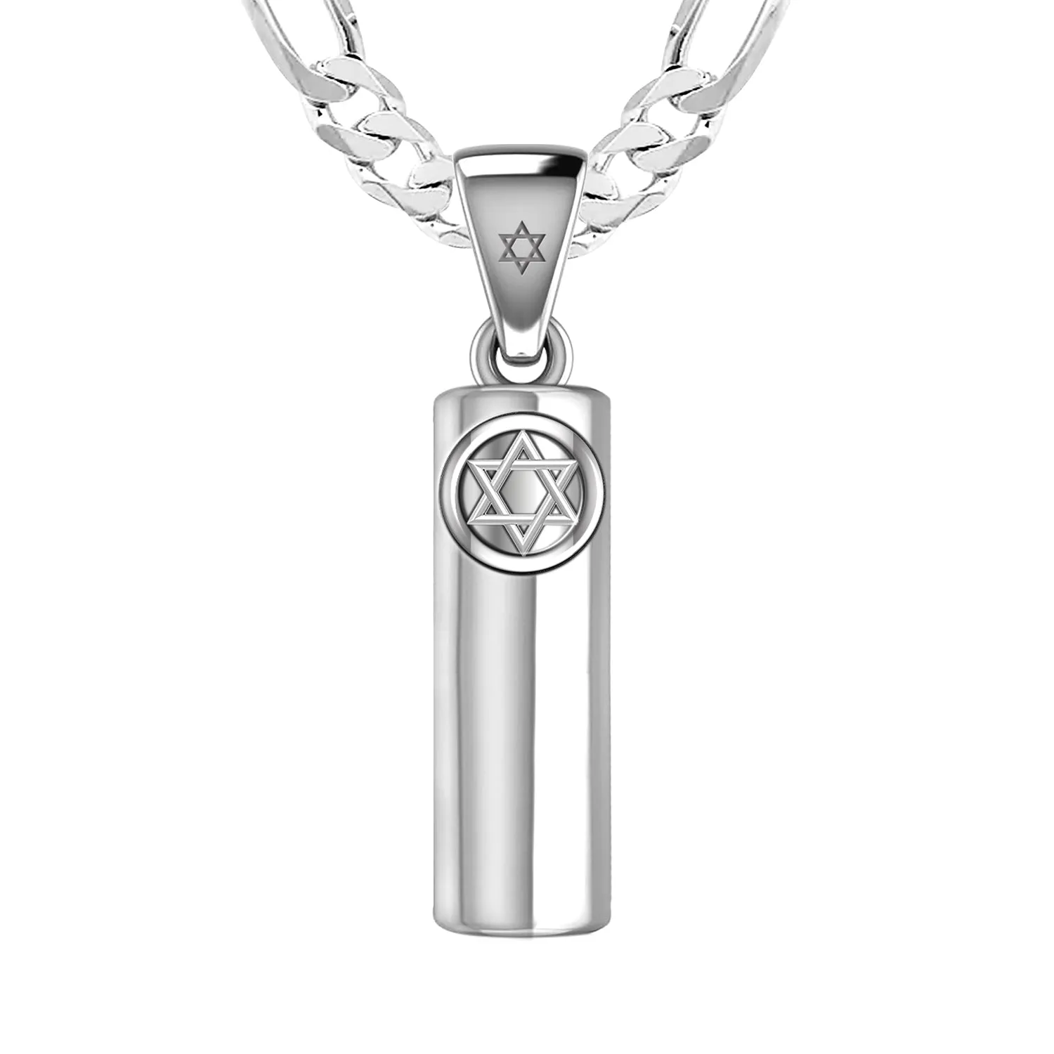 Men's Large 925 Sterling Silver 40mm Jewish Star of David Mezuzah Pendant