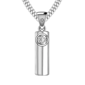 Men's Large 925 Sterling Silver 40mm Jewish Star of David Mezuzah Pendant