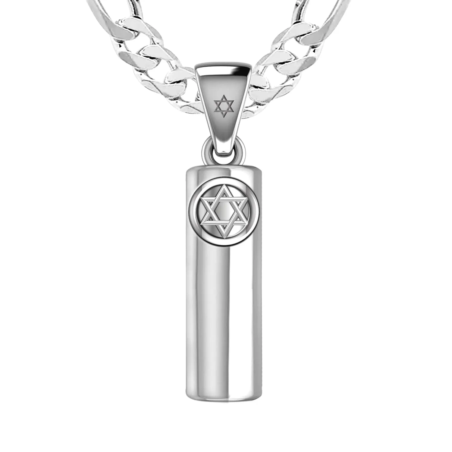 Men's Large 925 Sterling Silver 40mm Jewish Star of David Mezuzah Pendant