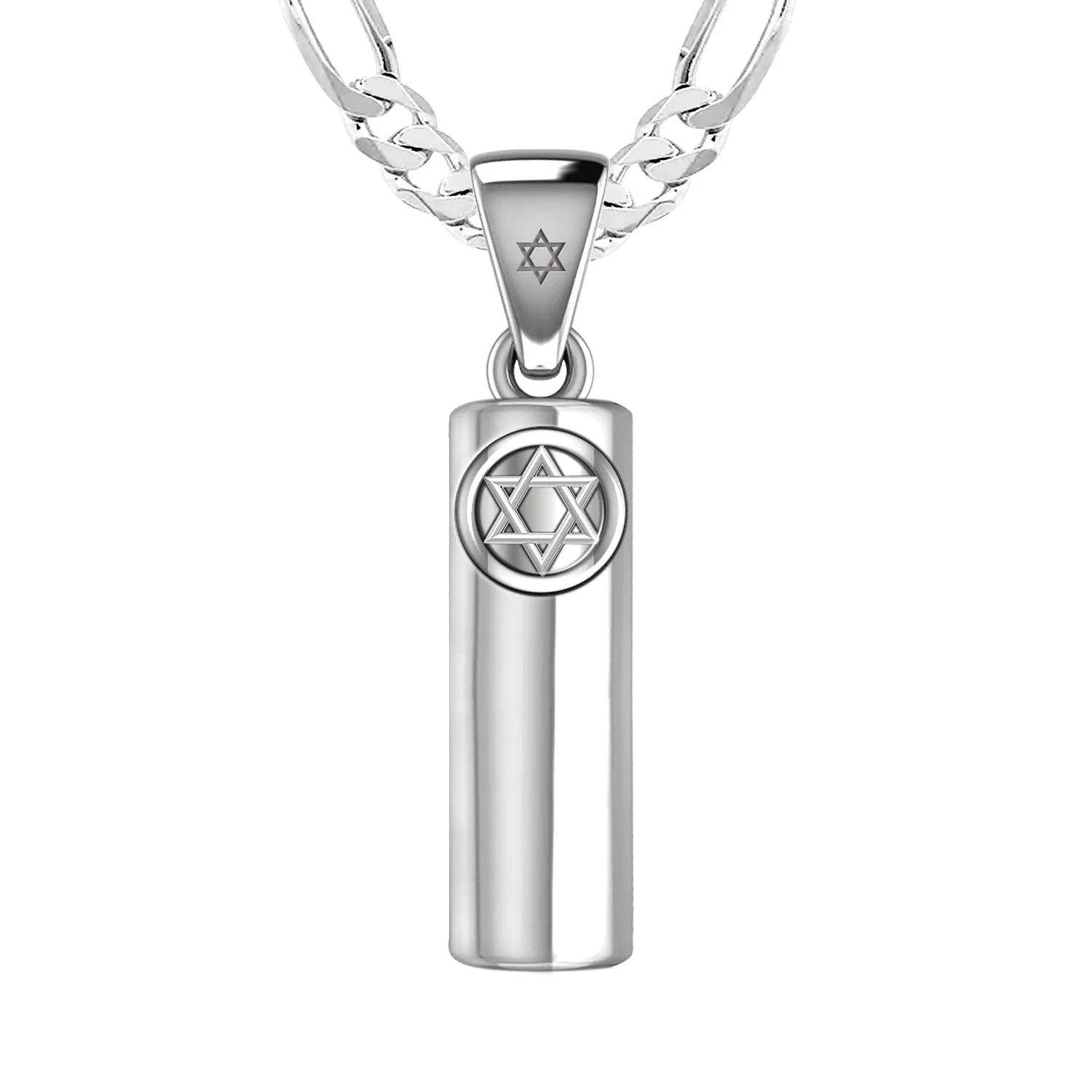 Men's Large 925 Sterling Silver 40mm Jewish Star of David Mezuzah Pendant