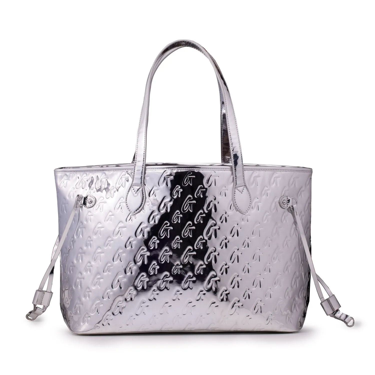 METALLIC MONOGRAM GLAM TOTE - METALLIC SILVER