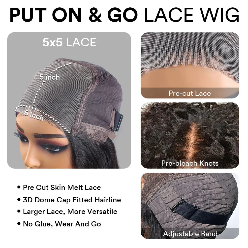 Mid-Length Blowout Layered Haircut Glueless 5x5 Lace Closure Wig
