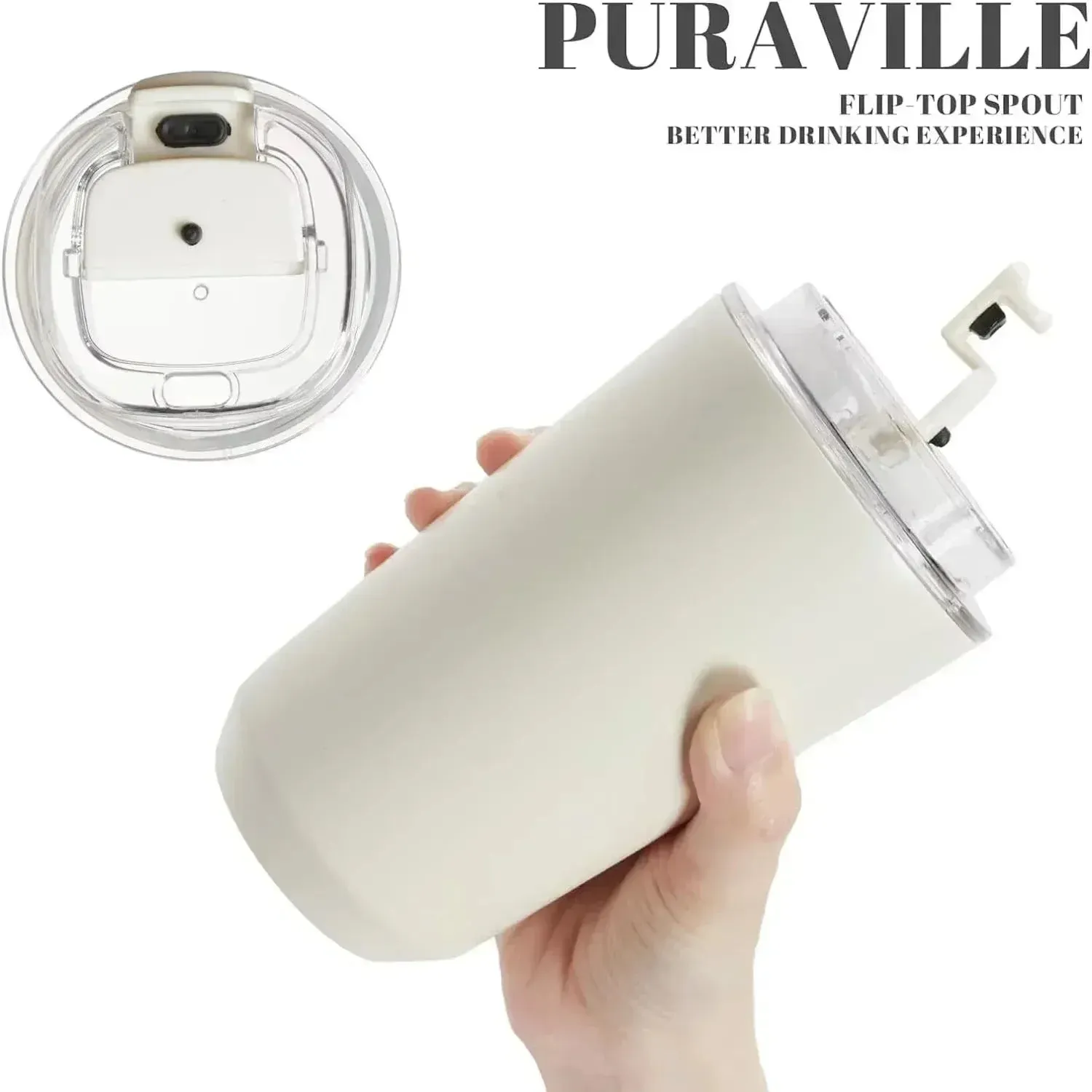 Milky White Insulated Stainless Steel Travel Tumbler Thermos Mug