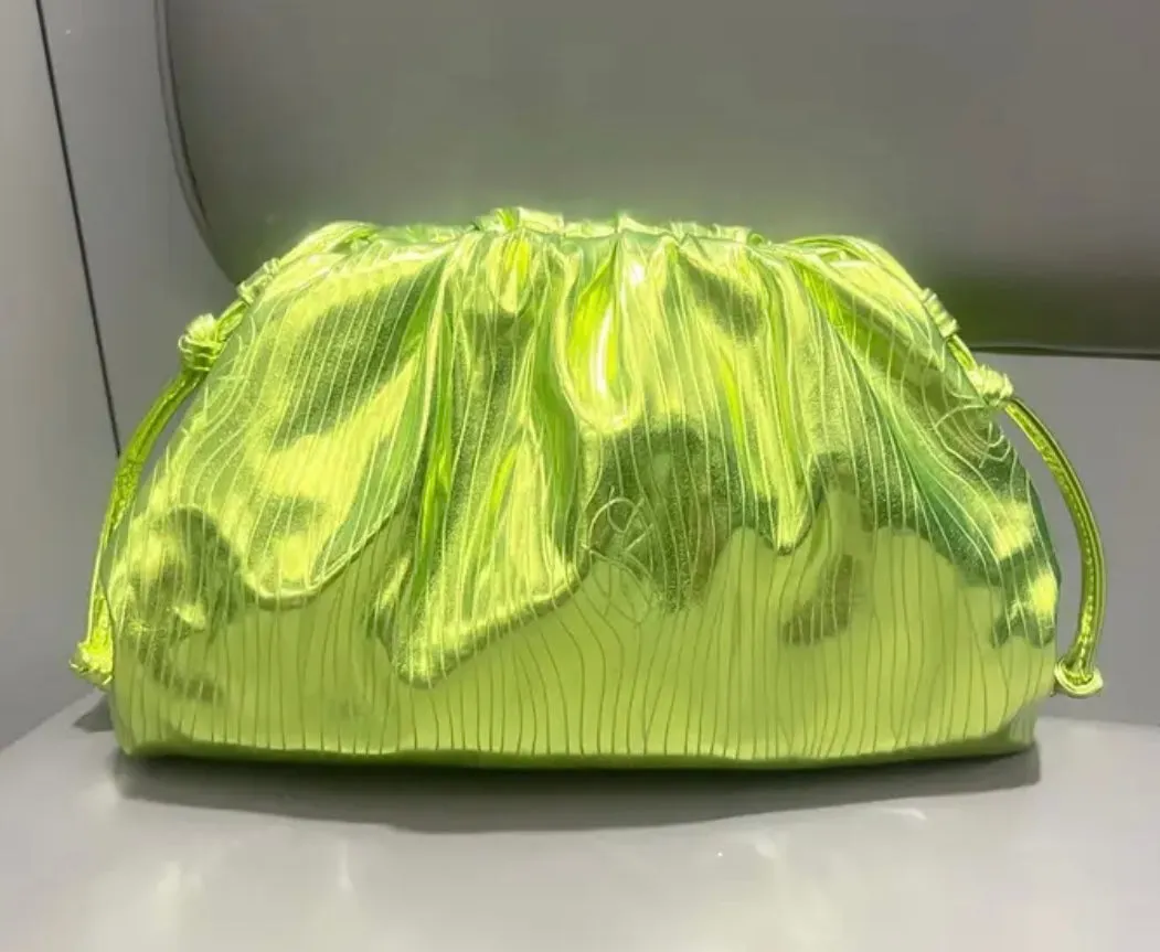 MISS MOSS: NEON METALLIC CLUTCH - LIME