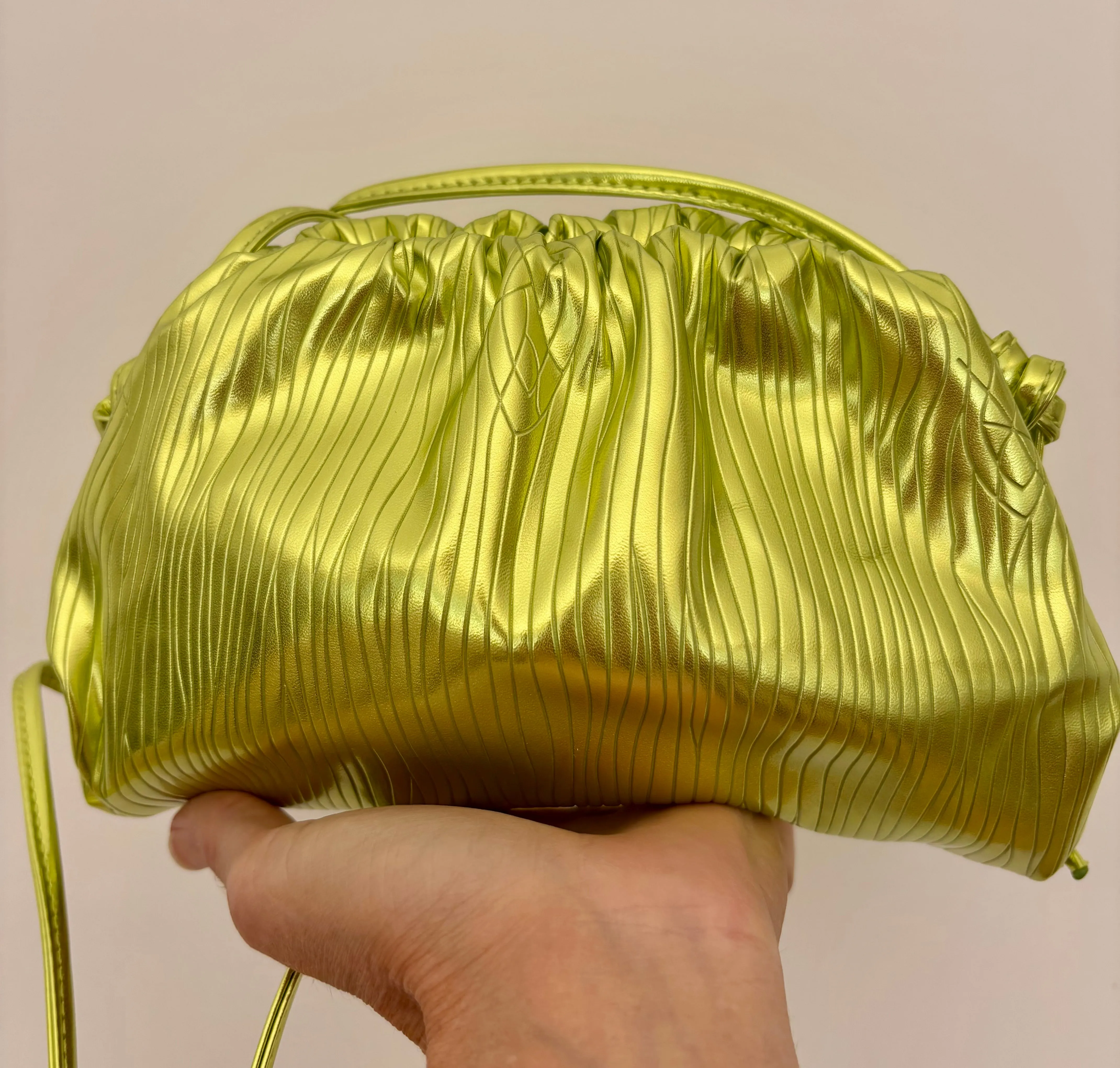 MISS MOSS: NEON METALLIC CLUTCH - LIME