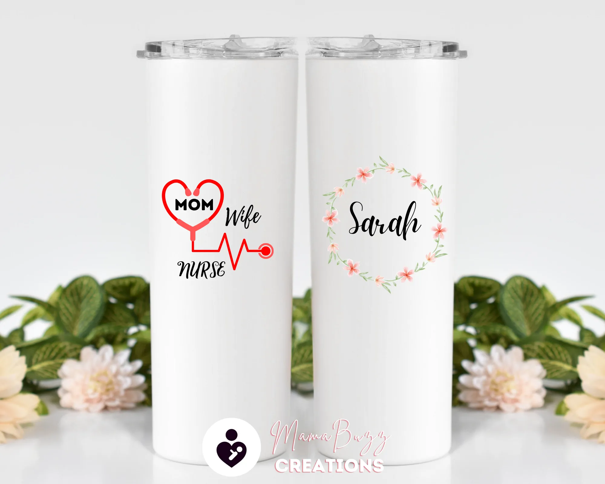 Mom Wife Nurse, Custom Tumbler,Personalized Tumbler Cup,Insulated Tumbler,Custom Tumbler With Straw,Personalized 20 Oz Steel Tumbler