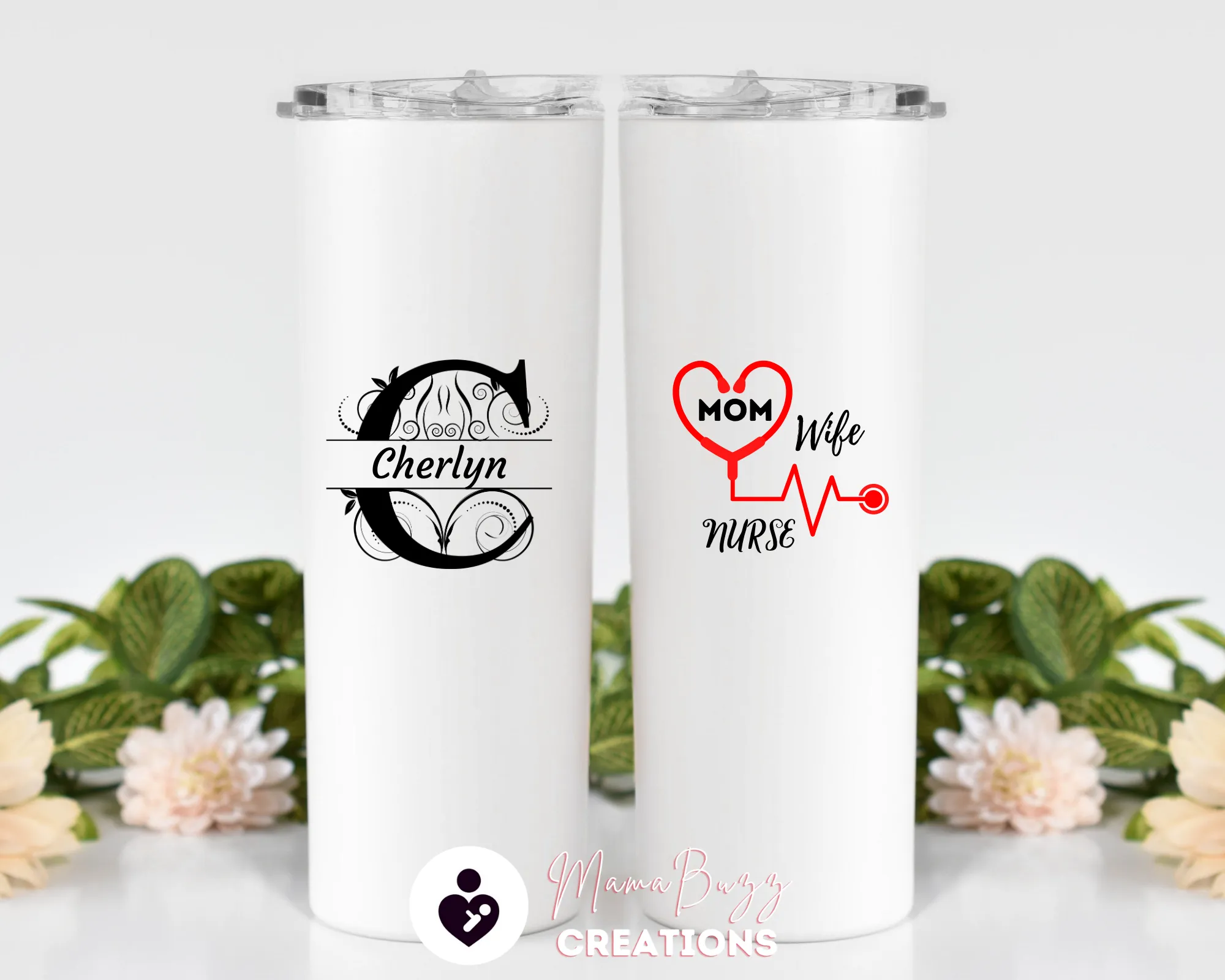 Mom Wife Nurse, Custom Tumbler,Personalized Tumbler Cup,Insulated Tumbler,Custom Tumbler With Straw,Personalized 20 Oz Steel Tumbler