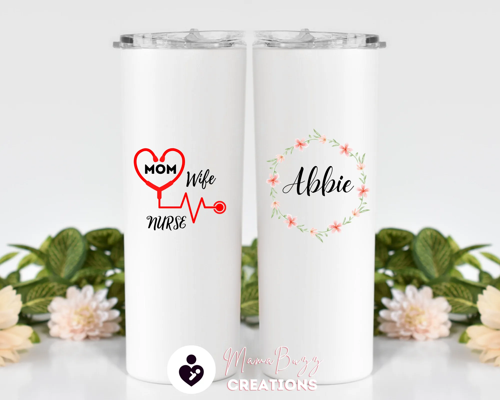 Mom Wife Nurse, Custom Tumbler,Personalized Tumbler Cup,Insulated Tumbler,Custom Tumbler With Straw,Personalized 20 Oz Steel Tumbler