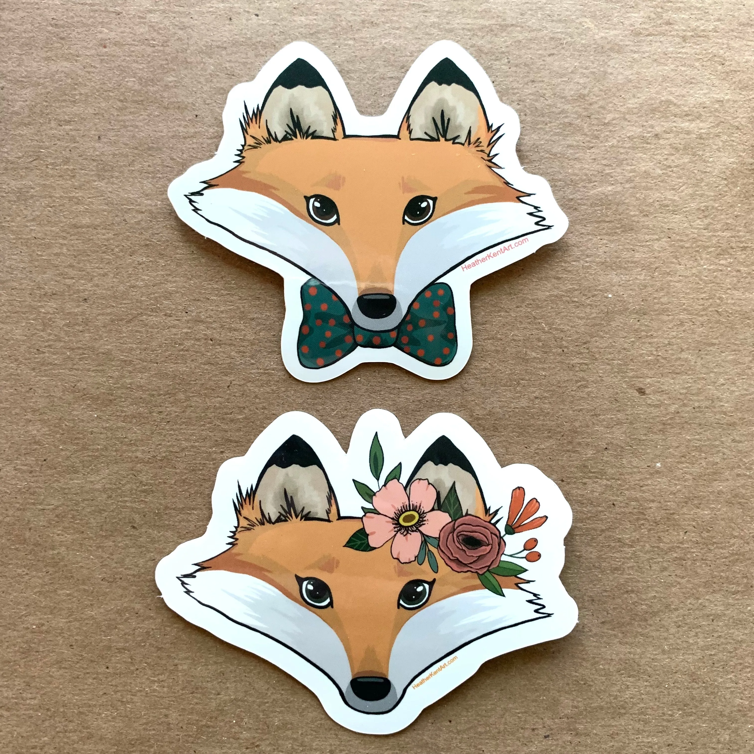 Mrs Fox with a Floral Crown Vinyl Sticker, 3 inch, FREE SHIPPING