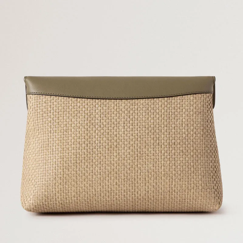 MULBERRY Large Darley Cosmetic Pouch in Linen Green-Natural