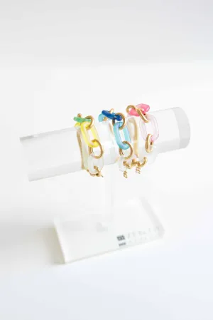 MULTI-COLOR RESIN OVAL LINKS BRACELET W/ MAG CLOSURE