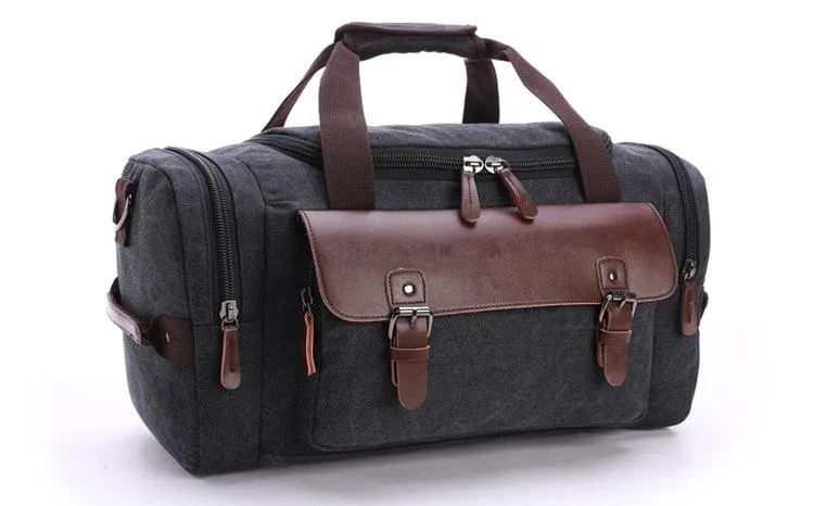 Multifunctional Outdoor Canvas Solid Travellers Black Bags