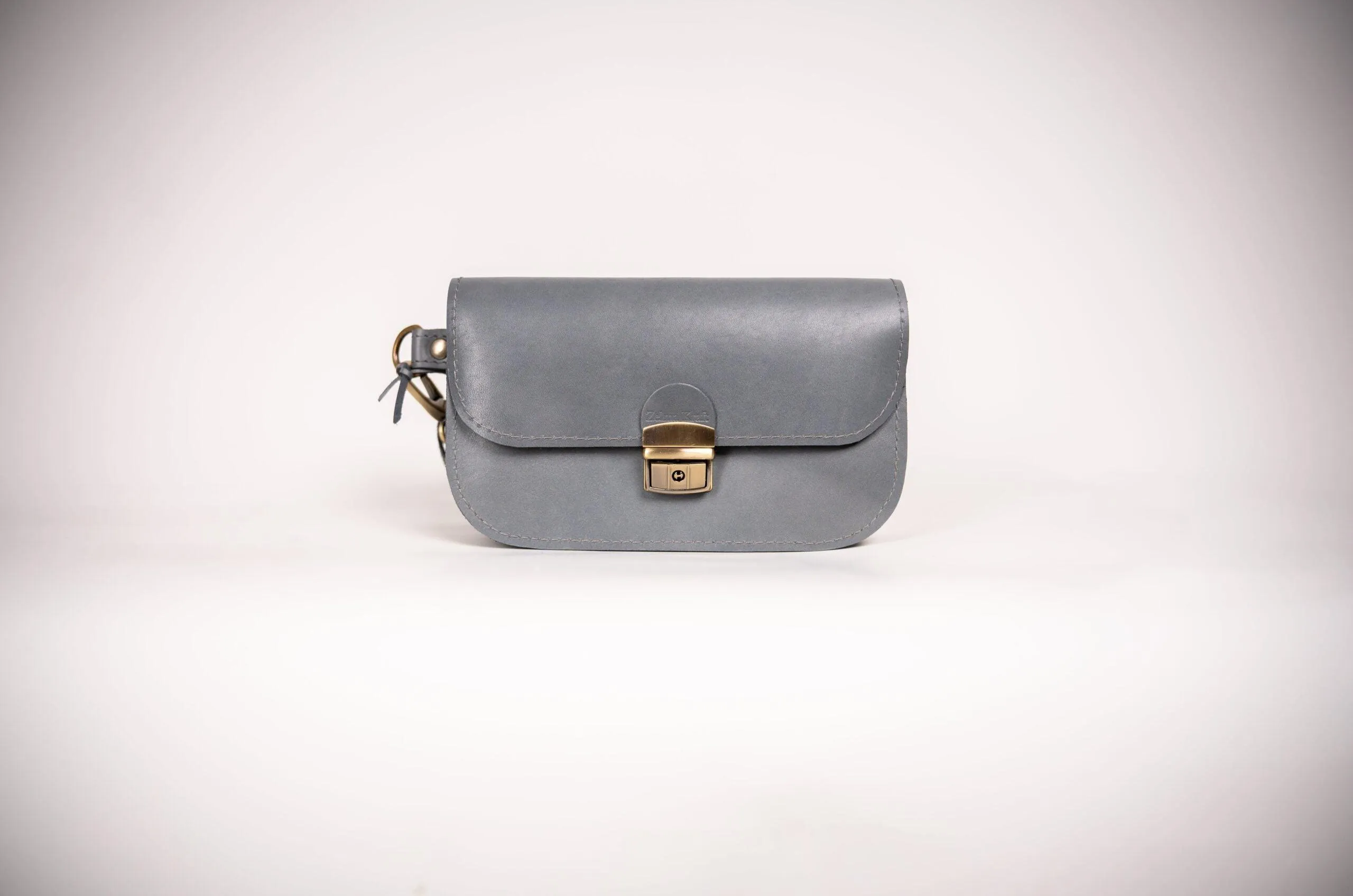 Natural Leather Saddle Bag Mini - Grey