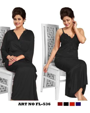 Navy Blue Nighty - FL-536 - Flourish 2 Piece Nightwear