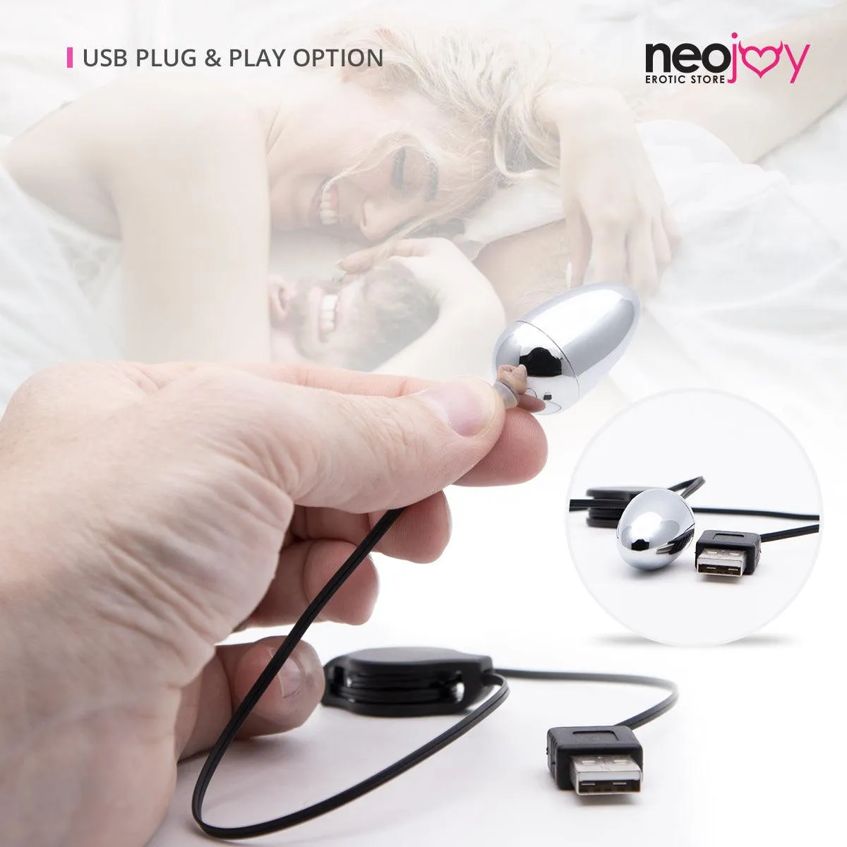 Neojoy Small Silver Bullet - USB Plug Bullet Vibrator - Clitoral Anal Vaginal Stimulation - Spring-back Wire Adult Sex Toy